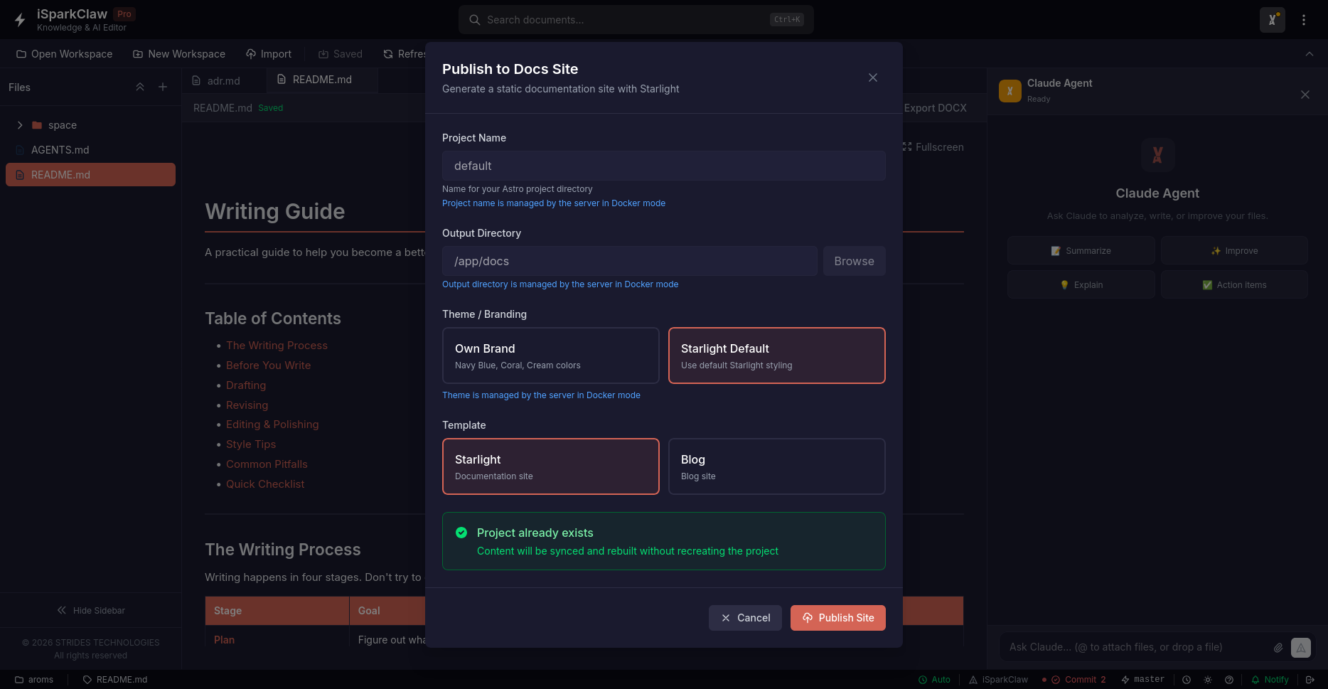 Publish Dialog